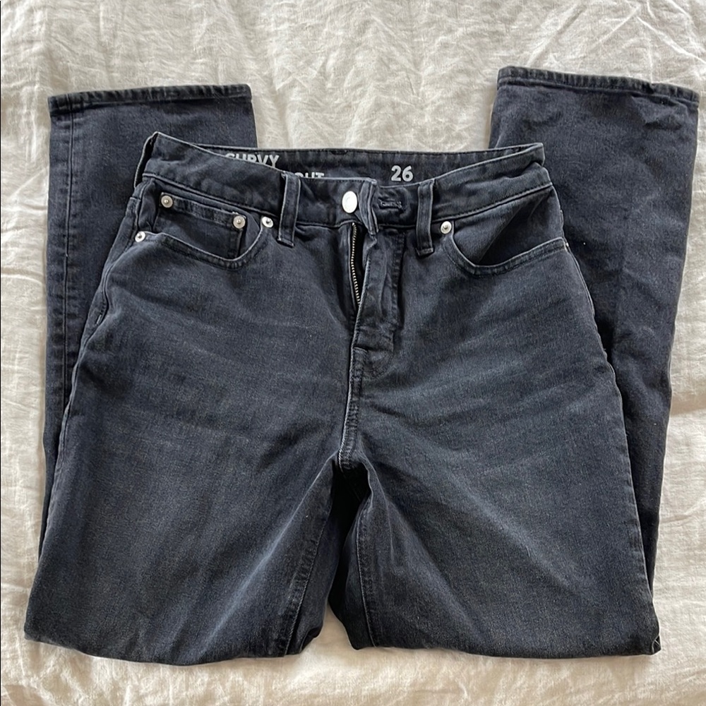 Women’s jcrew curvy, classic straight, Black Jeans size 26